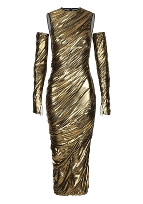 Dolce & Gabbana foiled-finish panelled dress - Gold