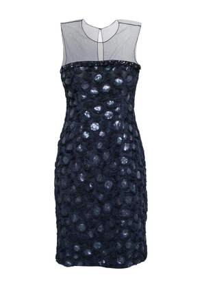 Alaïa Pre-Owned rose-appliqué semi-sheer dress - Blue