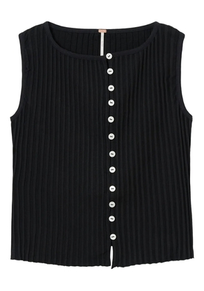 Free People ribbed buttoned top - Black