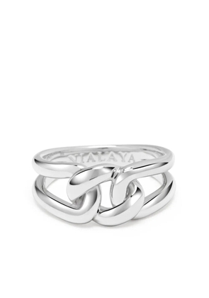 Nialaya Jewelry logo-engraved knotted ring - Silver