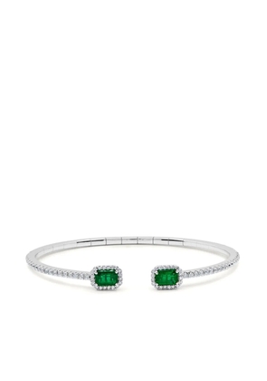 Jewels Aficionado 18kt white gold diamond and emerald cuff - Silver