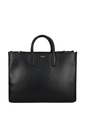 BOSS removable-strap logo-plaque tote bag - Black