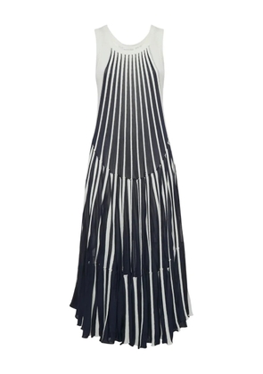 Chloé Pre-Owned pleated stripe-pattern dress - Blue