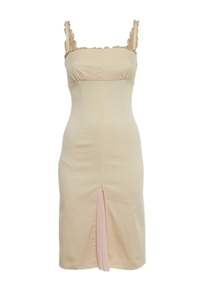 Valentino Garavani Pre-Owned plissé lace-detail midi dress - Neutrals