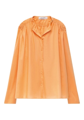 Another Tomorrow gathered-detail voile blouse - Orange
