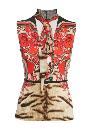 Roberto Cavalli floral-print sleeveless blouse - Red