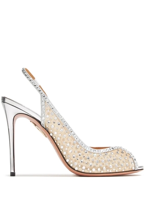 Aquazzura 105mm Crystal Lover sandals - Neutrals