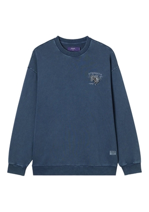 aftermaths horse-embroidered crew neck sweatshirt - Blue