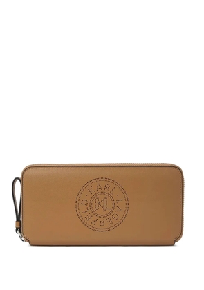 Karl Lagerfeld logo-perforated wallet - Brown