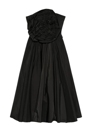 NISSA rose-embellished A-line midi dress - Black