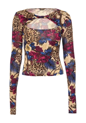 Just Cavalli mix-print keyhole top - Multicolour