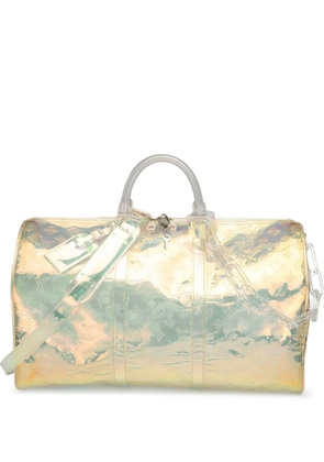 Louis Vuitton Pre-Owned 2019 Monogram Prism Keepall Bandouliere 50 travel bag - White