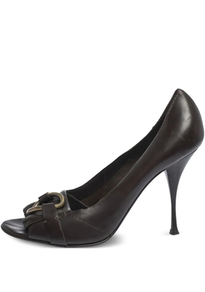 Saint Laurent Pre-Owned 105mm leather heeled pumps - Brown