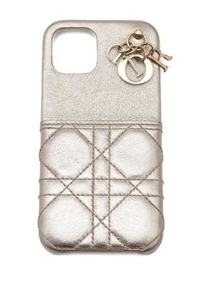 Christian Dior Pre-Owned 2020s Cannage metallic leather phone case - Gold
