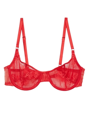 Fleur Du Mal Bouquet lace scooped balconette bra - Red