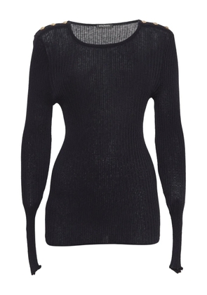 Balmain Pre-Owned ribbed button-detail sweater - Black