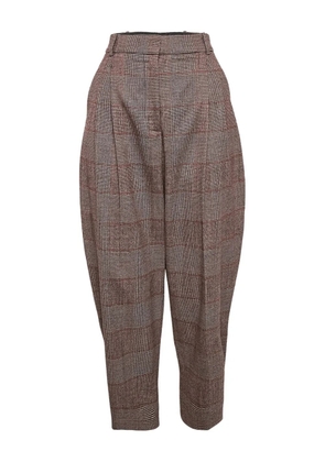 Stella McCartney Pre-Owned 2024 pleated plaid tapered trousers - Brown