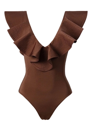 SOFIA ERHAN ruffle-detail swimsuit - Brown