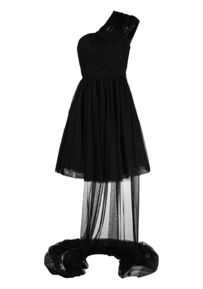 ANOUKI one-shoulder ruffle-hem dress - Black