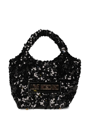 Love Moschino mini sequin top-handle tote bag - Black