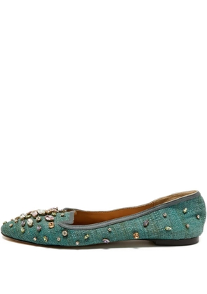 Dolce & Gabbana Pre-Owned crystal-embellished slippers - Green