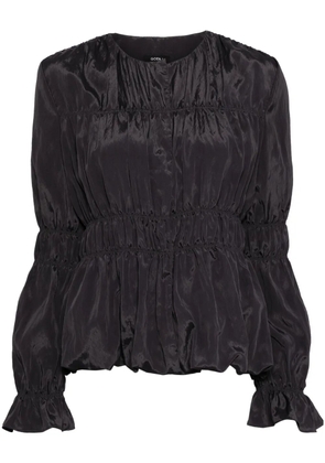 Goen.J ruched single-breasted jacket - Black