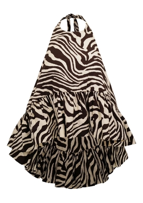 AZEEZA Winston zebra-print ruffled top - Brown