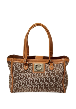 DKNY Vintage Pre-owned monogram leather tote bag - Neutrals