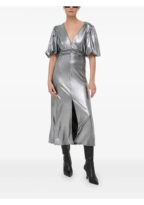 Notes du Nord puff-sleeve metallic midi dress - Silver