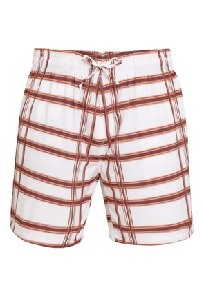 Amir Slama checked drawstring swim shorts - White
