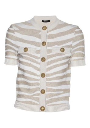 Balmain Pre-Owned zebra-print top - Neutrals