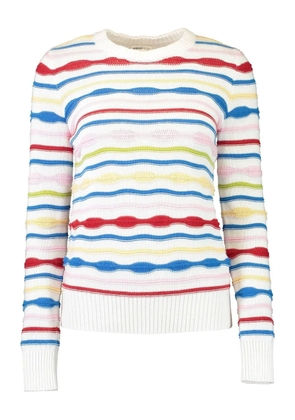 MINNIE ROSE striped crew-neck sweater - White