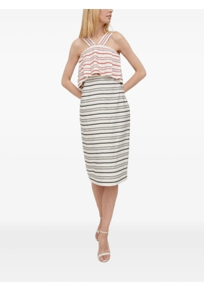 Sisley striped pleated midi dress - Neutrals