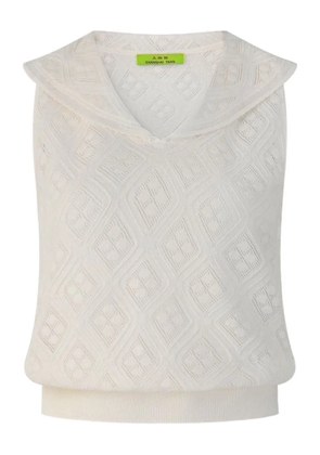 Shanghai Tang ribbed collared top - White