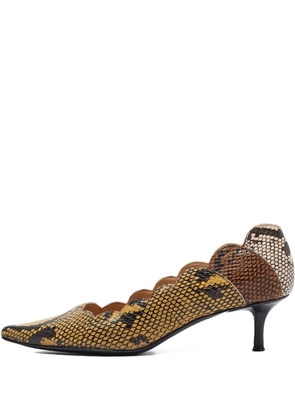 Chloé Pre-Owned 50mm snakeskin-embossed leather pumps - Yellow