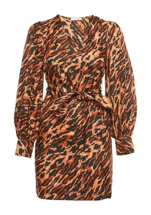 SANDRO silk animal-print mini dress - Orange