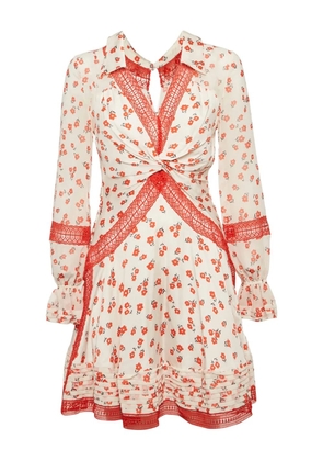 Self-Portrait floral-print lace dress - White