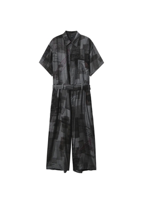 Y's newspaper-print jumpsuit - Grey