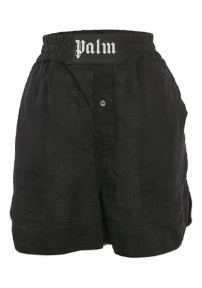 Palm Angels linen elastic-waistband shorts - Black