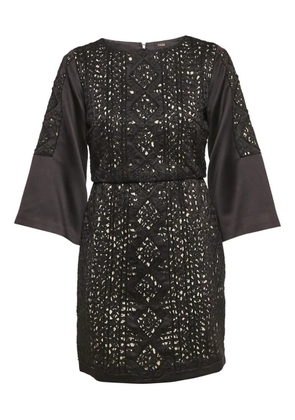 Maje embroidered bell-sleeves dress - Black