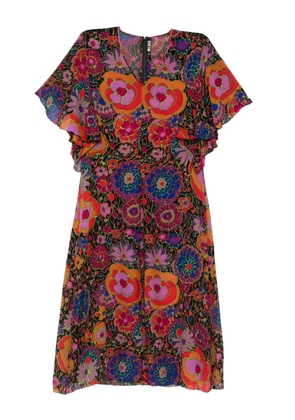 Christian Dior Pre-Owned 1960s floral-print silk dress - Purple