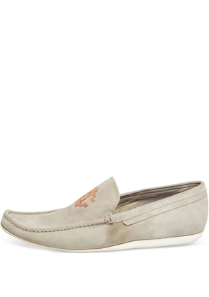 Roberto Cavalli Vintage logo-embroidered suede loafers - Neutrals
