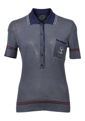Gucci Pre-Owned striped anchor knit polo shirt - Blue
