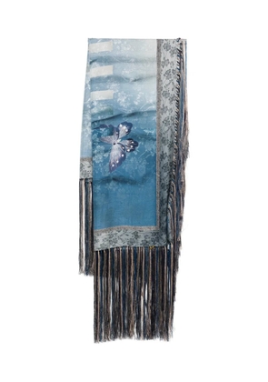 Pierre-Louis Mascia Aloeuw butterfly-motif printed scarf - Blue