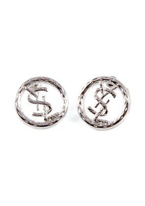 Saint Laurent Pre-Owned 2000s logo-detail round earrings - Silver