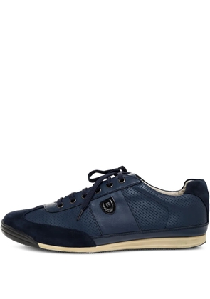 Balmain Pre-Owned logo-plaque leather sneakers - Blue