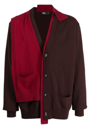 Kolor asymmetric wool cardigan - Red
