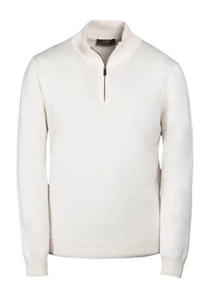 Moorer zip-up mock-neck sweater - White