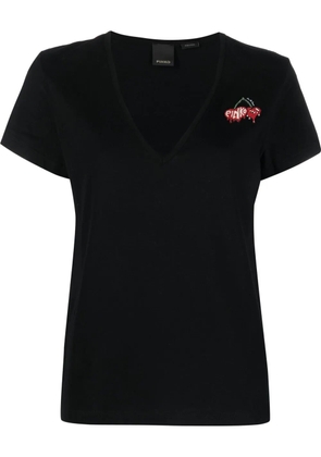 PINKO logo-embroidered V-neck T-shirt - Black