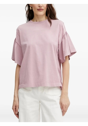 PINKO frilled-sleeve T-shirt - Neutrals